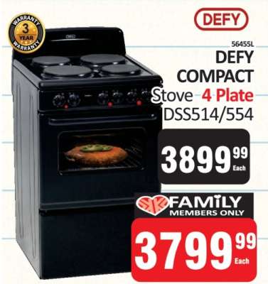 DEFY COMPACT Stove - 4-Plate DSS514/554