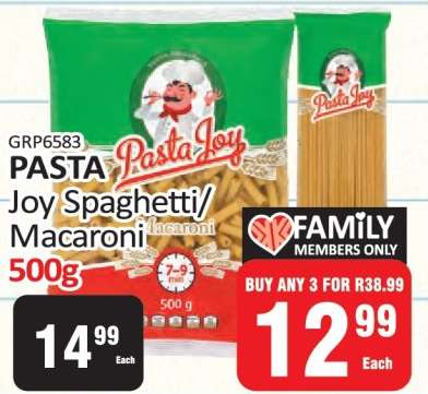 PASTA Joy Spaghetti/Macaroni 500g