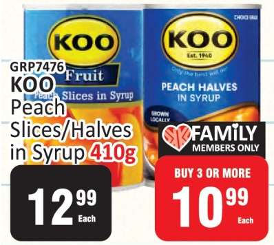 KOO Peach Slices/Halves in Syrup 410g