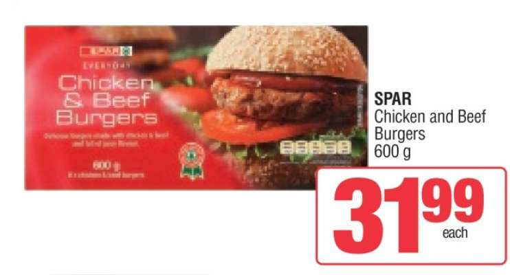 SPAR Chicken and Beef Burgers