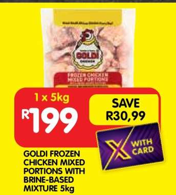 GOLDI FROZEN CHICKEN MIXED PORTIONS WITH BRINE-BASED MIXTURE 5kg