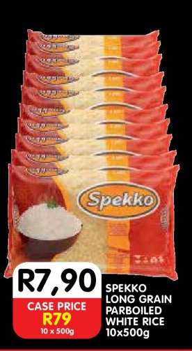 SPEKKO LONG GRAIN PARBOILED WHITE RICE 10x500g