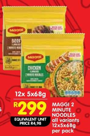 MAGGI 2 MINUTE NOODLES all variants 12x5x68g per pack