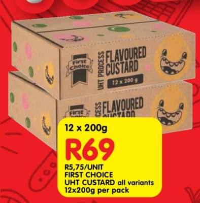 FIRST CHOICE UHT CUSTARD all variants 12x200g per pack