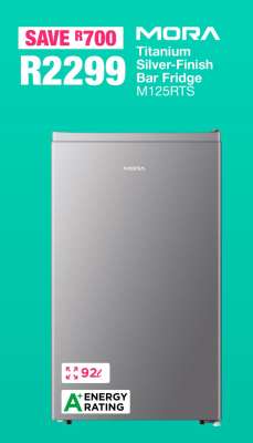 MORA Titanium Silver-Finish Bar Fridge M125RTS