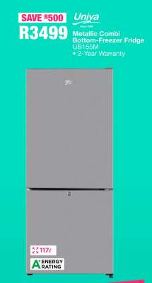 Univa Metallic Combi Bottom-Freezer Fridge