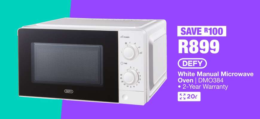 DEFY White Manual Microwave Oven DMO384