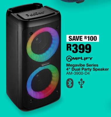 Amplify Megavibe Series 4" Dual Party Speaker AM-3900-D4