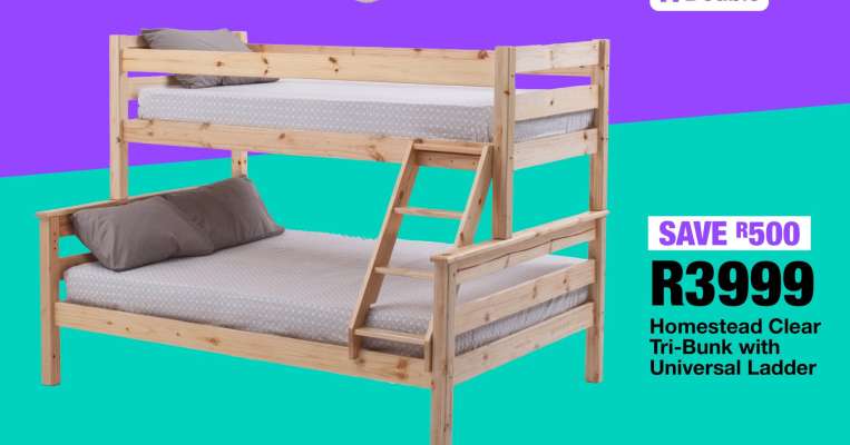 Homestead Clear Tri-bunk with Universal Ladder