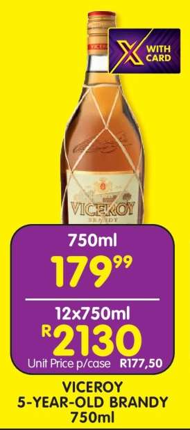 VICEROY 5 Year Old Brandy 750ml