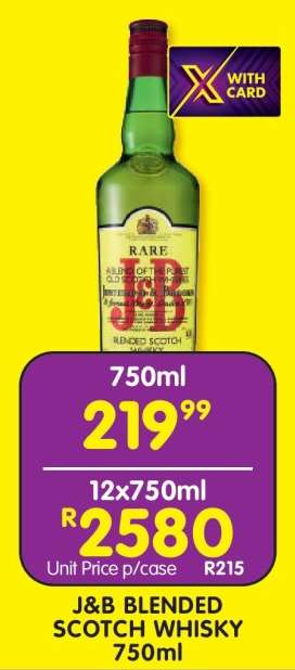 J&B BLENDED SCOTCH WHISKY 750ml