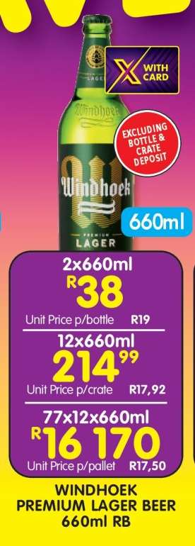 WINDHOEK PREMIUM LAGER BEER 660ml RB