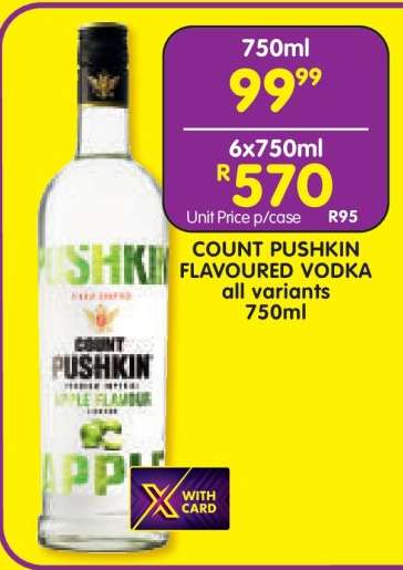 COUNT PUSHKIN FLAVOURED VODKA all variants 750ml