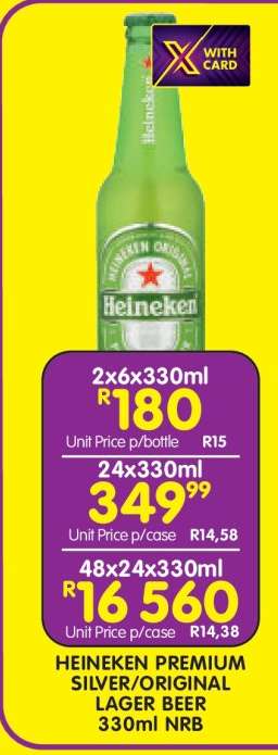HEINEKEN PREMIUM SILVER/ORIGINAL LAGER BEER 330ml NRB