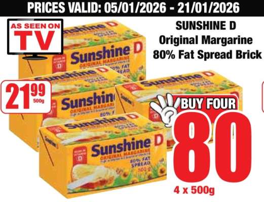SUNSHINE D Original Margarine 80% Fat Spread Brick