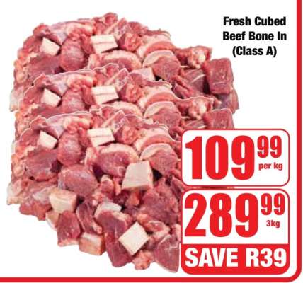 Fresh Cubed Beef (Bone In) Class A