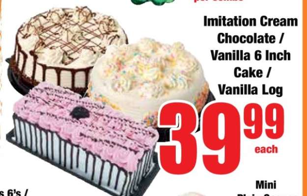 Imitation Cream Chocolate / Vanilla 6 Inch Cake / Vanilla Log