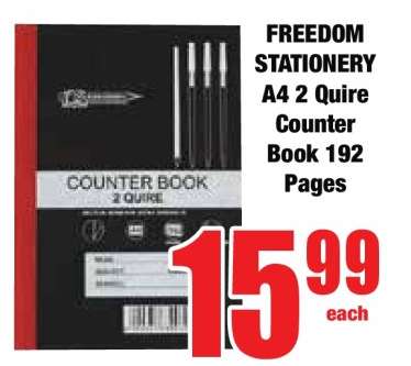 FREEDOM STATIONERY A4 2 Quire Counter Book 192 Pages