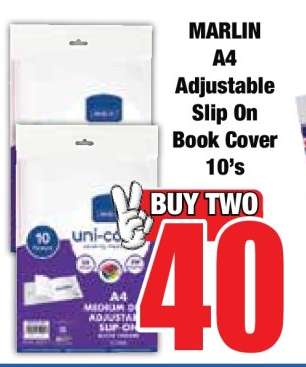 MARLIN A4 Adjustable Slip On Book Cover 10's
