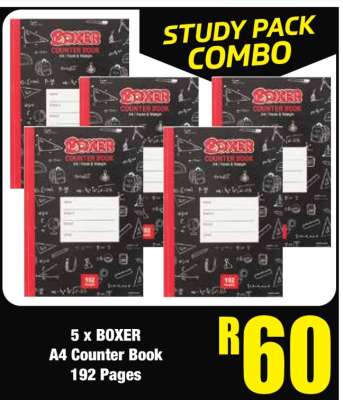5 x BOXER A4 Counter Book 192 Pages