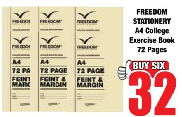 FREEDOM STATIONERY A4 College Exercise Book 72 Pages