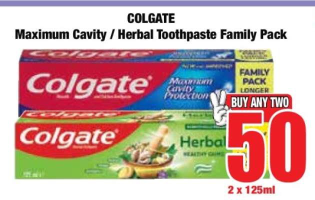 COLGATE Maximum Cavity / Herbal Toothpaste Family Pack