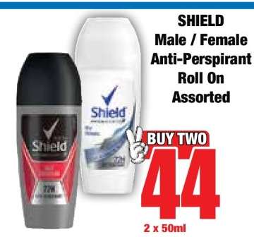 SHIELD Male / Female Anti-Perspirant Roll On Assorted