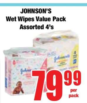 JOHNSON’S Wet Wipes Value Pack Assorted 4’s