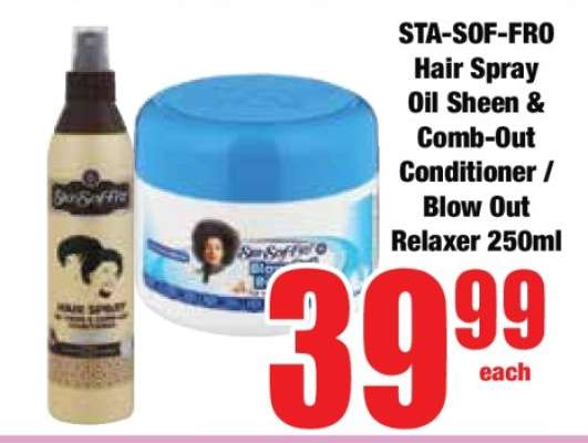 STA-SOF-FRO Hair Spray Oil Sheen & Comb-Out Conditioner / Blow Out Relaxer 250ml