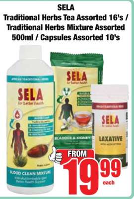 SELA Traditional Herbs Tea Assorted 16's / Traditional Herbs Mixture Assorted 500ml / Capsules Assorted 10's