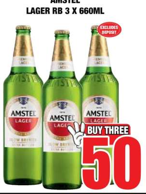 AMSTEL LAGER RB 3 X 660ML