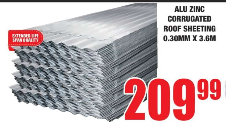 ALU ZINC CORRUGATED ROOF SHEETING 0.30MM X 3.6M