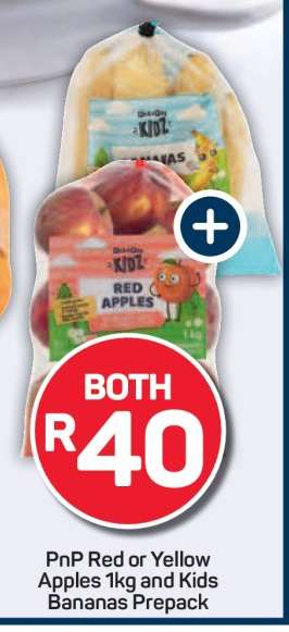 PnP Red or Yellow Apples 1kg and Kids Bananas Prepack