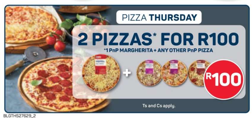 2 PIZZAS FOR R100