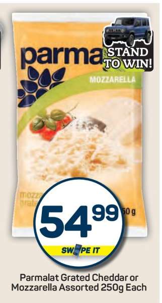 Parmalat Grated Cheddar or Mozzarella Assorted 250g Each