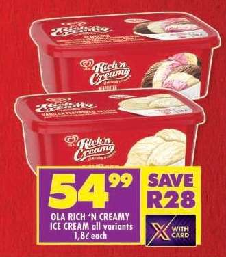 OLA RICH 'N CREAMY ICE CREAM all variants