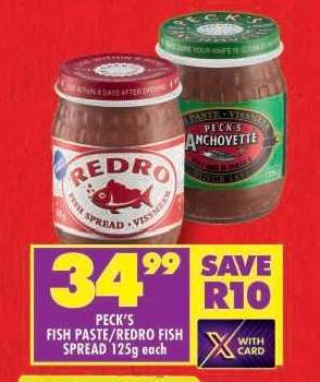 PECK'S FISH PASTE/REDRO FISH SPREAD 125g each