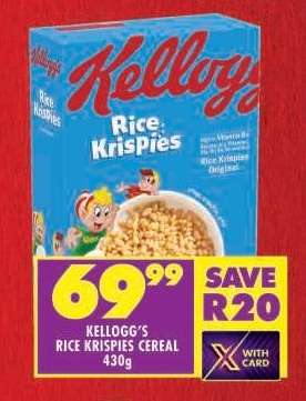 KELLOGG'S RICE KRISPIES CEREAL 430g