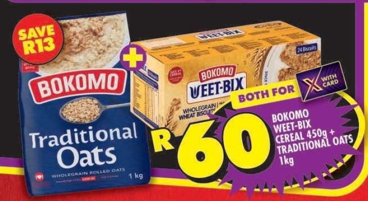 Bokomo Weet-Bix Cereal 450g + Traditional Oats 1kg