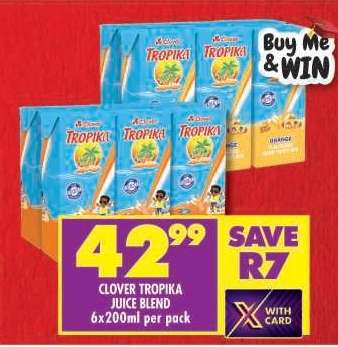 CLOVER TROPIKA JUICE BLEND 6x200ml per pack