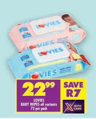 LOVIES BABY WIPES all variants 72 per pack