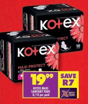 KOTEX MAXI SANITARY PADS 8/10 per pack