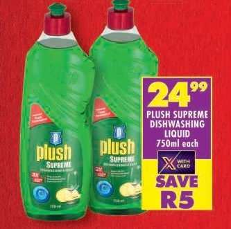 PLUSH SUPREME DISHWASHING LIQUID 750ml each