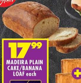 MADEIRA PLAIN CAKE/BANANA LOAF each