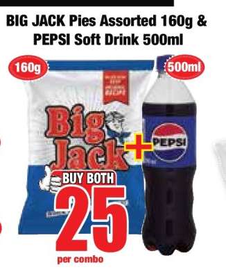 BIG JACK Pies Assorted 160g & PEPSI Soft Drink 500ml
