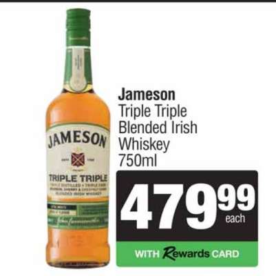 Jameson Triple Triple Blended Irish Whiskey 750ml