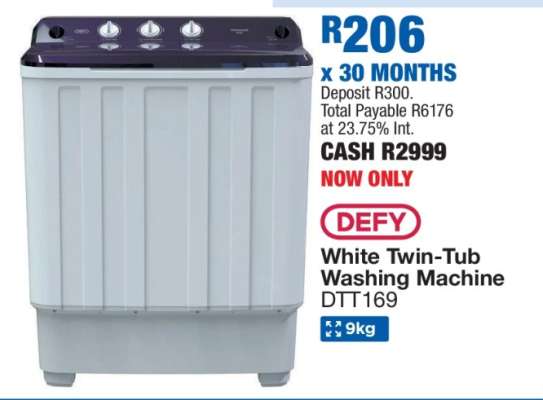 DEFY White Twin-Tub Washing Machine DTT169
