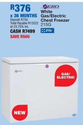 Zero White Gas/Electric Chest Freezer 215G