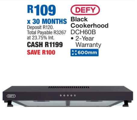 Defy Black Cookerhood DCH60B