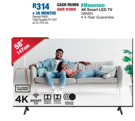 Hisense 4K Smart LED TV 58A6N
